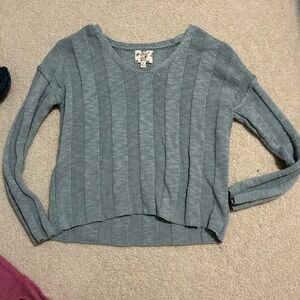 Green Striped Knit Sweater